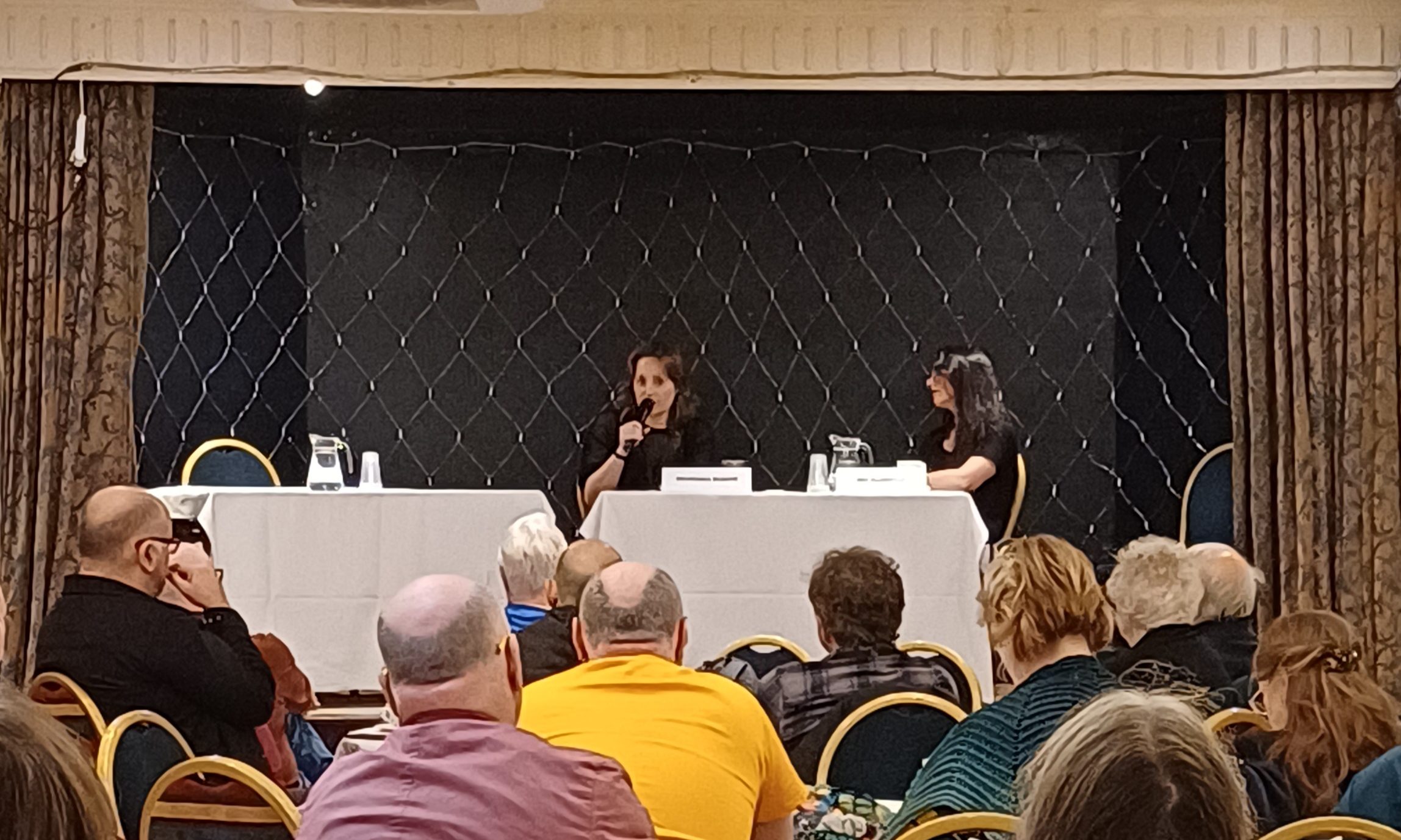 Francesca Barbini of Luna Press Publishing being interviewed as guest of honour by Dr Meg MacDonald at Picton (Perth, Scotland, 2025).